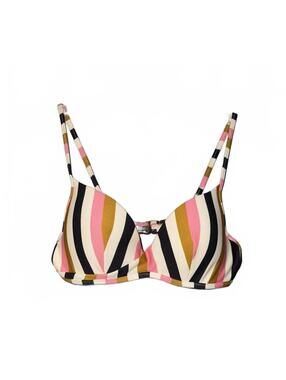 Bikini Top Flamingo Pink Stripe Swimwear with Adjustable Straps